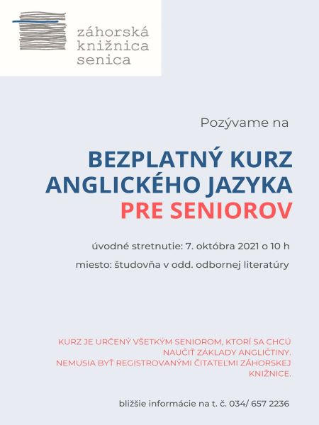 Ponuka pre seniorov: bezplatný kurz angličtiny